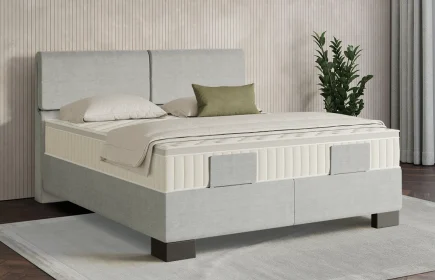 Mozart Boxspringbett Serie 7 Strauss 180x210 Feiner Stoff Lunar Mist H2/H3 Königliche Matratze