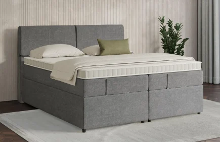 Mozart Boxspringbett Serie 7 Strauss 180x220 mit Bettkasten Grober Stoff Charcoal frost H3/H3