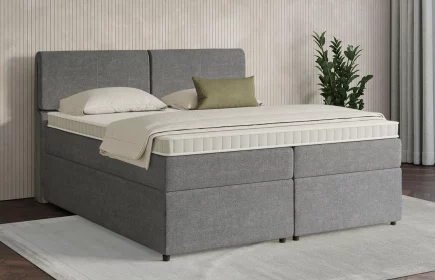 Mozart Boxspringbett Serie 7 Strauss 180x220 mit Bettkasten Grober Stoff Grau H2/H2