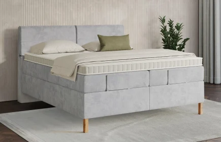 Mozart Boxspringbett Serie 7 Strauss 180x220 Samt Fog Grey H4/H3