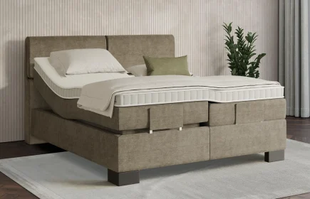 Mozart Boxspringbett Serie 7 Strauss 200x200 elektrisch Feiner Stoff Dusty Taupe H2