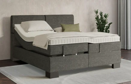 Mozart Boxspringbett Serie 7 Strauss 200x210 elektrisch Grober Stoff Muddy Brown H3